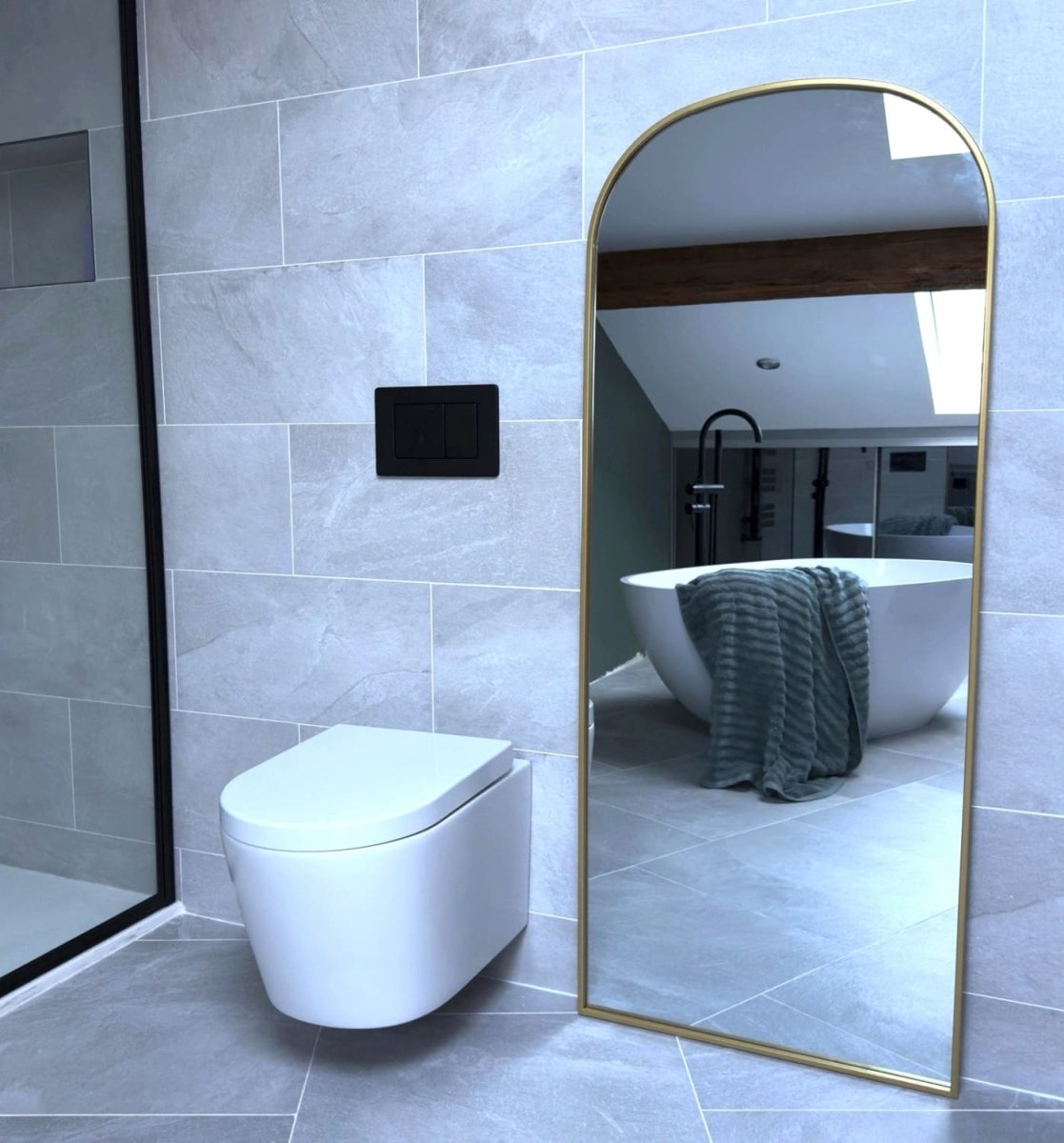 Yoko - Gold Metal Gentle Arch Mirror - 150cm x 60cm - Zestio