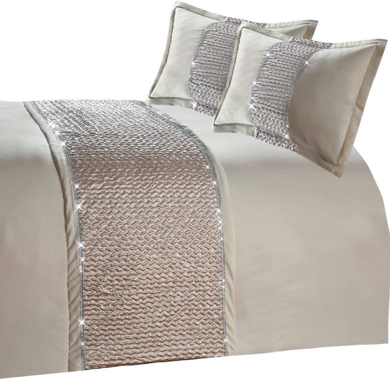 OLIVIA ROCCO Zenia Duvet Cover Set With Quilted Trim And Diamante Detailing For Luxurious Sleep In Single Double King Super King
